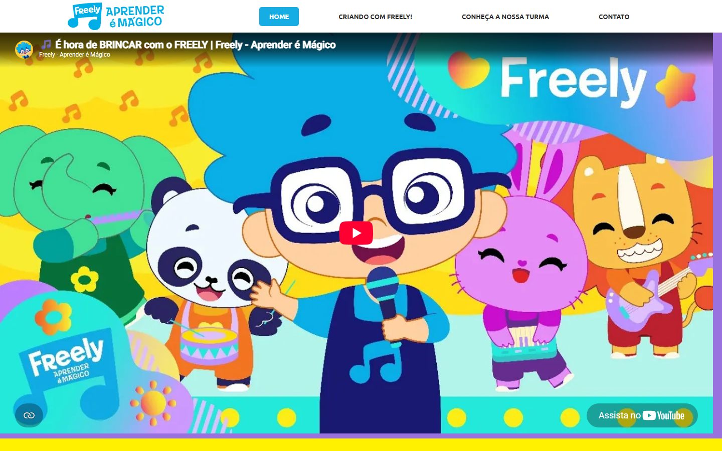 Página inicial do site da série Freely, Aprender é Mágico