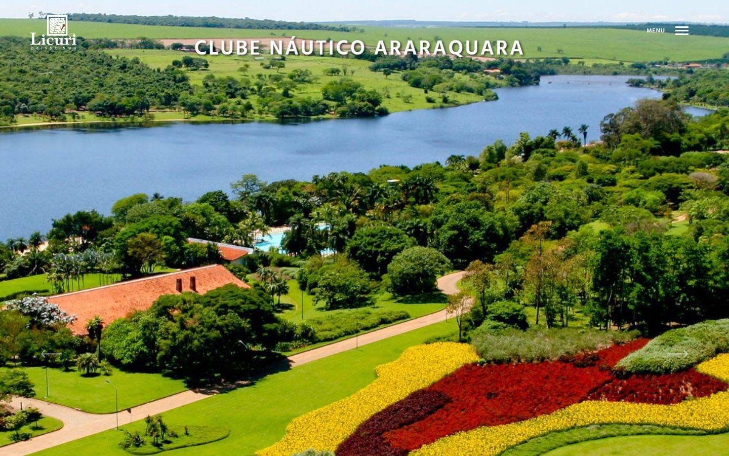 Página inicial do site da Licuri Paisagismo, mostrando o projeto do Clube Náutico Araraquara